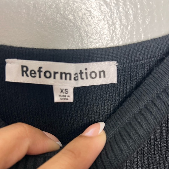 Reformation Symone Cotton Sweater Midi Black Dress - Picture 9 of 9